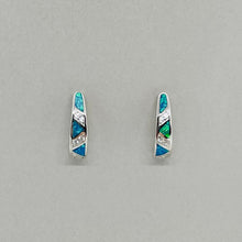 Load image into Gallery viewer, Sterling Silver Synthetic Opal Multi-Color Earring Push Back
