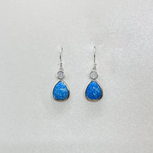 Load image into Gallery viewer, Sterling Silver Synthetic Opal Circle Droplet Dangling Earrings
