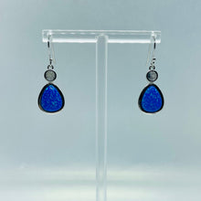 Load image into Gallery viewer, Sterling Silver Synthetic Opal Circle Droplet Dangling Earrings
