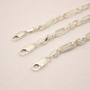 925 Sterling Silver Twisted Milano (4mm~5mm/18"~28") Solid Figarope Chain Necklace