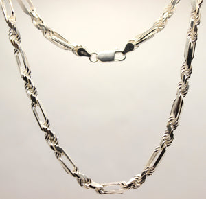 925 Sterling Silver Twisted Milano (4mm~5mm/18"~28") Solid Figarope Chain Necklace