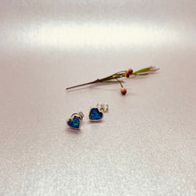 Load image into Gallery viewer, Sterling Silver Synthetic Opal Stud Heart Earrings
