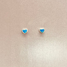 Load image into Gallery viewer, Sterling Silver Synthetic Opal Stud Heart Earrings
