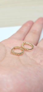 14K Yellow Gold Cuban Link Huggies Hoop Earrings