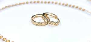 14K Yellow Gold Cuban Link Huggies Hoop Earrings