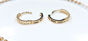 14K Yellow Gold Cuban Link Huggies Hoop Earrings