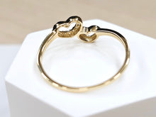 Load image into Gallery viewer, 14K Solid Yellow Gold Double Hearts Ring with CZ
