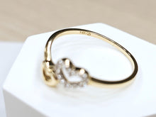 Load image into Gallery viewer, 14K Solid Yellow Gold Double Hearts Ring with CZ
