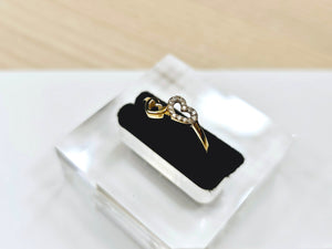 14K Solid Yellow Gold Double Hearts Ring with CZ