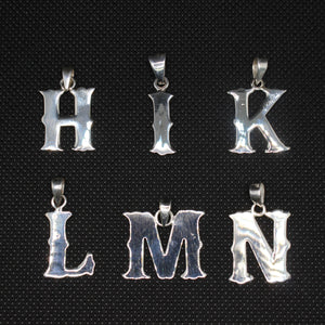 925 Sterling Silver A-Z Alphabet Upper Case Wavy Western Tuscan Initial Pendant