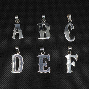 925 Sterling Silver A-Z Alphabet Upper Case Wavy Western Tuscan Initial Pendant