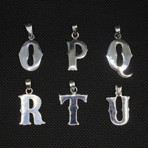 925 Sterling Silver A-Z Alphabet Upper Case Wavy Western Tuscan Initial Pendant