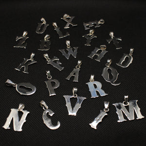 925 Sterling Silver A-Z Alphabet Upper Case Wavy Western Tuscan Initial Pendant