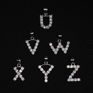 925 Sterling Silver 26-Alphabet Simplified Sans Initial Pendant with CZ