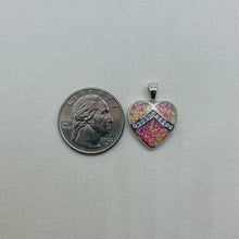 Load image into Gallery viewer, Sterling Silver Synthetic Opal Heart Blue Or Pink Pendant Charm
