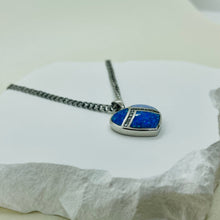 Load image into Gallery viewer, Sterling Silver Synthetic Opal Heart Blue Or Pink Pendant Charm
