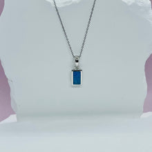 Load image into Gallery viewer, Sterling Silver Synthetic Opal Rectangle Shape Pendant Charm
