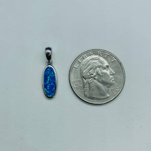 Sterling Silver Synthetic Opal Oval Shape Pendant Charm