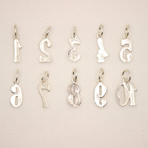 925 Sterling Silver Dainty Fancy Vintage Typographic Number 1 to 10 Pendant