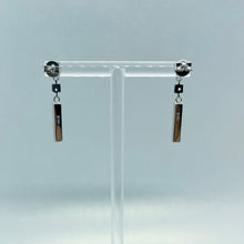 Load image into Gallery viewer, Sterling Silver Synthetic Opal Thin Rectangle Dangling Push Back Earrings
