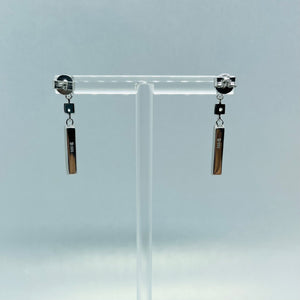 Sterling Silver Synthetic Opal Thin Rectangle Dangling Push Back Earrings