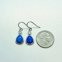 Load image into Gallery viewer, Sterling Silver Synthetic Opal Circle Droplet Dangling Earrings
