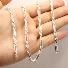 Load image into Gallery viewer, 925 Sterling Silver Twisted Milano (4mm~5mm/18&quot;~28&quot;) Solid Figarope Chain Necklace
