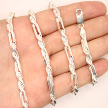 Load image into Gallery viewer, 925 Sterling Silver Twisted Milano (4mm~5mm/18&quot;~28&quot;) Solid Figarope Chain Necklace
