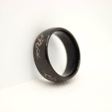 Load image into Gallery viewer, Tungsten Carbide Black Domed Chinese Dragon Silhouette Wedding Band Ring 8mm
