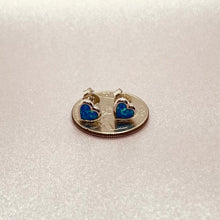 Load image into Gallery viewer, Sterling Silver Synthetic Opal Stud Heart Earrings
