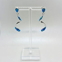 Load image into Gallery viewer, Sterling Silver Synthetic Opal Stud Dangling Earrings
