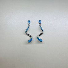 Load image into Gallery viewer, Sterling Silver Synthetic Opal Stud Dangling Earrings
