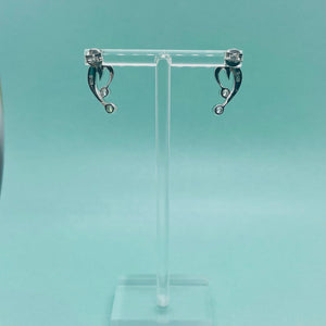 Sterling Silver Synthetic Opal Heart Earrings With 2 Round Stones