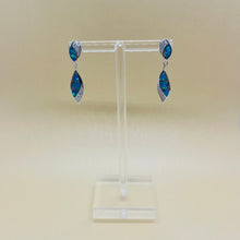 Load image into Gallery viewer, Sterling Silver Synthetic Opal Dangle Drop Post Earrings Zirconia Accent
