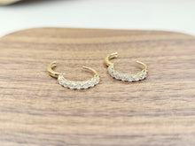 Load image into Gallery viewer, 14K Yellow Gold Round Cubic Zirconia Huggies Hoop Earrings
