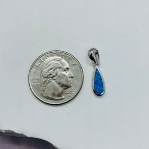 Sterling Silver Synthetic Opal Water Drop Shape Pendant Charm