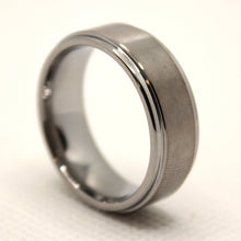 Load image into Gallery viewer, Tungsten Carbide Flat Center Satin Finish Recessed Edges Wedding Band Ring 8mm
