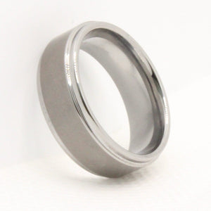 Tungsten Carbide Flat Center Satin Finish Recessed Edges Wedding Band Ring 8mm