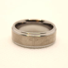 Load image into Gallery viewer, Tungsten Carbide Cross Satin Finish Recessed Edges Wedding Band Ring 8mm
