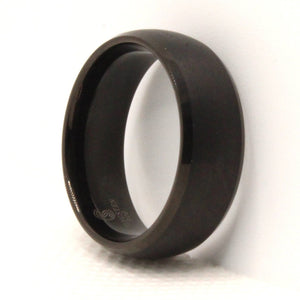 Tungsten Carbide Smooth Black Brushed Finish Beveled Edges Wedding Band Ring 8mm