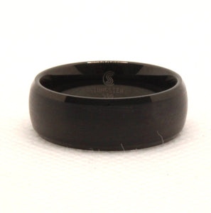 Tungsten Carbide Smooth Black Brushed Finish Beveled Edges Wedding Band Ring 8mm