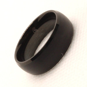 Tungsten Carbide Smooth Black Brushed Finish Beveled Edges Wedding Band Ring 8mm