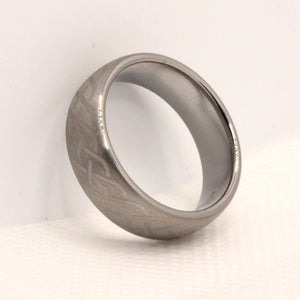 Tungsten Carbide Domed Etched Celtic Knot Brushed Finish Wedding Band Ring 8mm