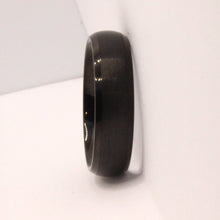 Load image into Gallery viewer, Tungsten Carbide Short Smooth Black Domed Brushed Finish Wedding Band Ring 6mm
