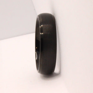 Tungsten Carbide Short Smooth Black Domed Brushed Finish Wedding Band Ring 6mm