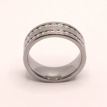 Load image into Gallery viewer, Tungsten Carbide Flat Double Sterling Silver Rope Inlay Wedding Band Ring 8mm
