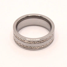 Load image into Gallery viewer, Tungsten Carbide Flat Double Sterling Silver Rope Inlay Wedding Band Ring 8mm
