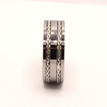 Load image into Gallery viewer, Tungsten Carbide Flat Double Sterling Silver Rope Inlay Wedding Band Ring 8mm
