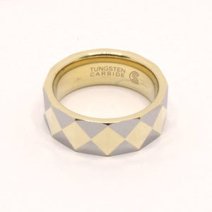 Tungsten Carbide Yellow Faceted Domed Pyramid Pattern Wedding Band Ring 8mm