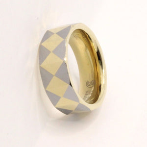 Tungsten Carbide Yellow Faceted Domed Pyramid Pattern Wedding Band Ring 8mm